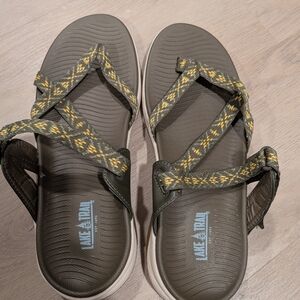 Women's Olive and Yellow Sandals